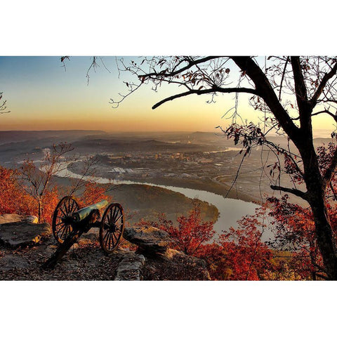 Chattanooga Overlook Tennessee Black Modern Wood Framed Art Print by Tennessee Picture Archive