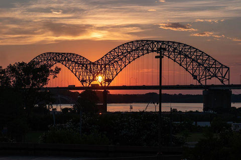 Hernando de Soto Bridge Memphis Tennessee White Modern Wood Framed Art Print with Double Matting by Tennessee Picture Archive