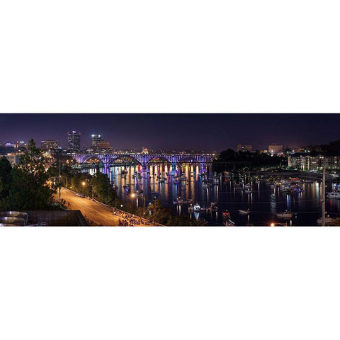 Knoxville Tennessee Panorama Black Modern Wood Framed Art Print with Double Matting by Tennessee Picture Archive