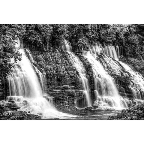 Waterfall at Rock Island State Park Tennessee Black Modern Wood Framed Art Print with Double Matting by Tennessee Picture Archive