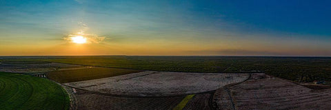 Aerial Panorama of the Ernie Schirmer Farms Cotton Harvest in Batesville-Texas White Modern Wood Framed Art Print with Double Matting by Texas Picture Archive