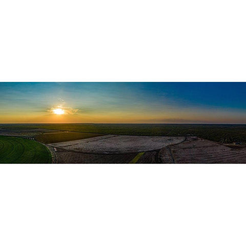 Aerial Panorama of the Ernie Schirmer Farms Cotton Harvest in Batesville-Texas Black Modern Wood Framed Art Print by Texas Picture Archive