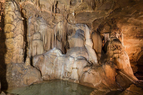 Formations in the Cave Without a Name-located near Boerne in Kendall County-Texas White Modern Wood Framed Art Print with Double Matting by Texas Picture Archive