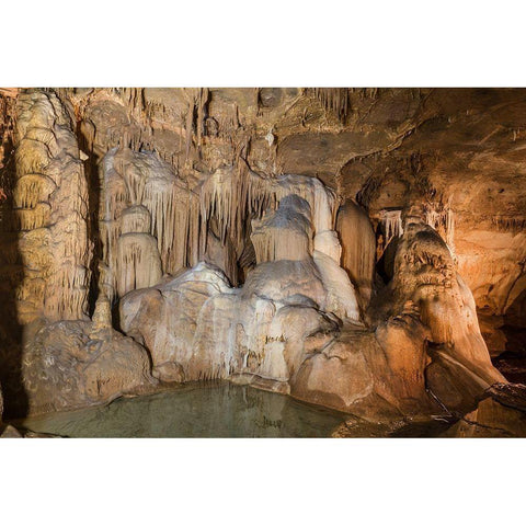 Formations in the Cave Without a Name-located near Boerne in Kendall County-Texas White Modern Wood Framed Art Print by Texas Picture Archive