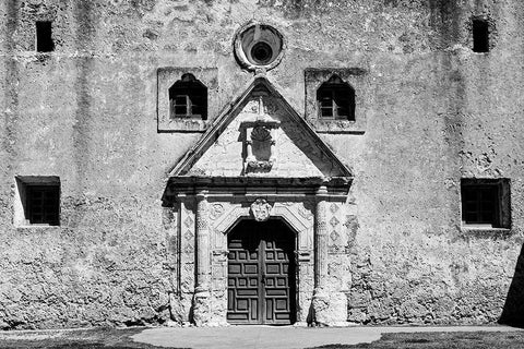 Mission Espada-San Antonio-Texas Black Ornate Wood Framed Art Print with Double Matting by Texas Picture Archive