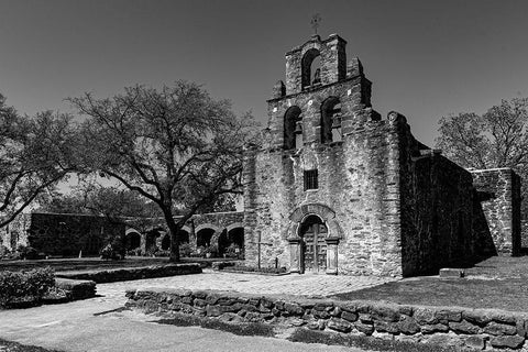 Mission Espada-San Antonio-Texas White Modern Wood Framed Art Print with Double Matting by Texas Picture Archive