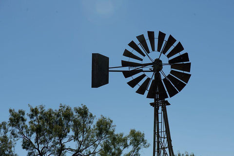 Old Windmill near Batesville-Texas White Modern Wood Framed Art Print with Double Matting by Cheung, Lance