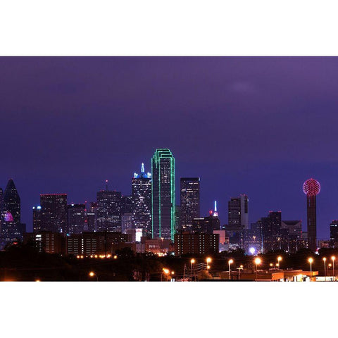 Skyline of Dallas-Texas-at Dusk White Modern Wood Framed Art Print by Highsmith, Carol