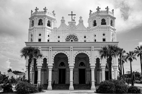 St. Mary Cathedral Basilica Galveston-Texas White Modern Wood Framed Art Print with Double Matting by Texas Picture Archive