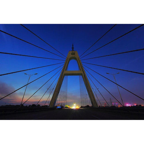Texas Bridge-night view White Modern Wood Framed Art Print by Texas Picture Archive
