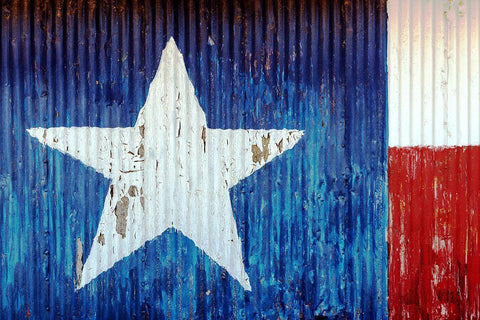 Texas State Flag painted on a barn White Modern Wood Framed Art Print with Double Matting by Texas Picture Archive
