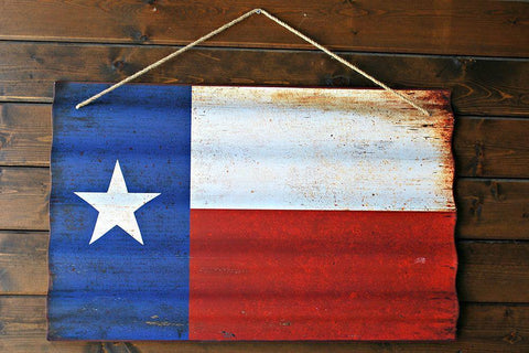 Texas State Flag Black Ornate Wood Framed Art Print with Double Matting by Texas Picture Archive