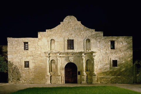 The Alamo mission in San Antonio-Texas Black Ornate Wood Framed Art Print with Double Matting by Texas Picture Archive