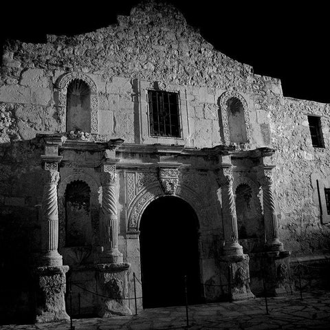 The Alamo-Texas White Modern Wood Framed Art Print by Texas Picture Archive