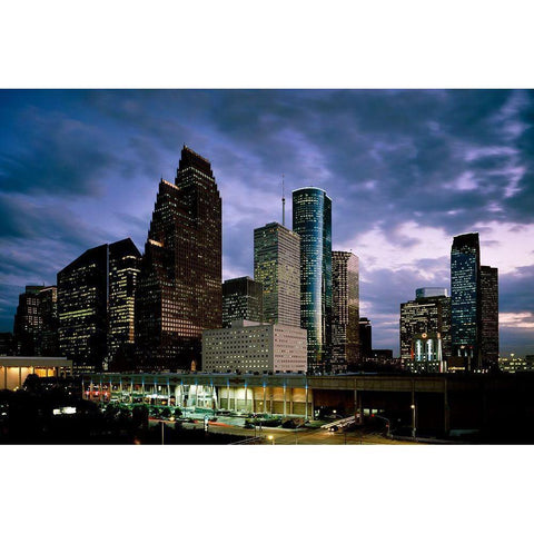 Twilight in Houston-Texas Gold Ornate Wood Framed Art Print with Double Matting by Highsmith, Carol