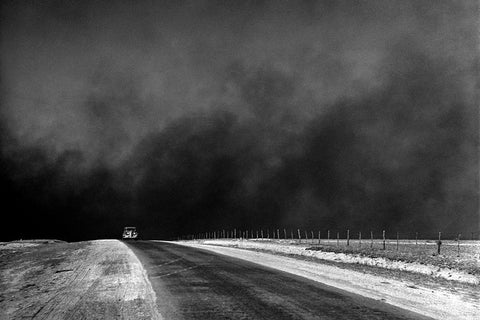 Vintage Dustbowl Photo White Modern Wood Framed Art Print with Double Matting by Texas Picture Archive