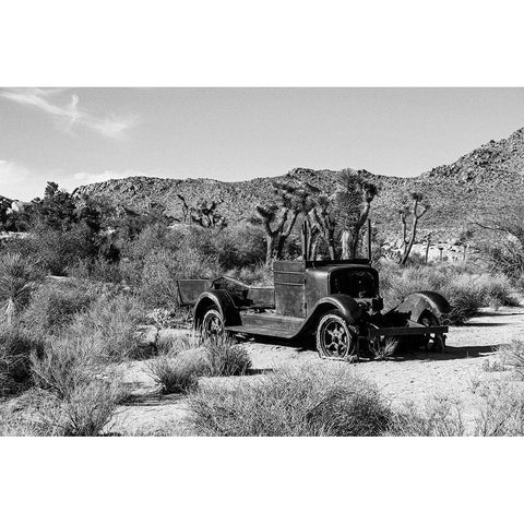 Abandoned Truck in the Desert Black Modern Wood Framed Art Print with Double Matting by Vintage Photo Archive