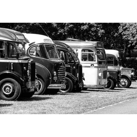 Classic Bus Line Black Modern Wood Framed Art Print with Double Matting by Vintage Photo Archive