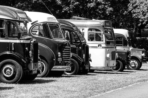 Classic Bus Line Black Ornate Wood Framed Art Print with Double Matting by Vintage Photo Archive