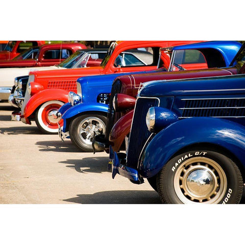 Classic Car Show Black Modern Wood Framed Art Print with Double Matting by Vintage Photo Archive