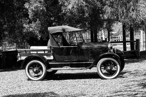 Classic Flat Bed Truck White Modern Wood Framed Art Print with Double Matting by Vintage Photo Archive