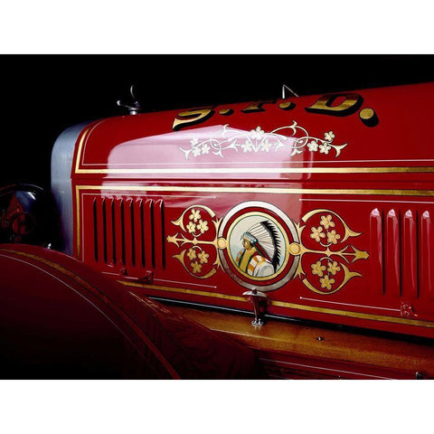 Classic Red Fire Truck White Modern Wood Framed Art Print by Vintage Photo Archive