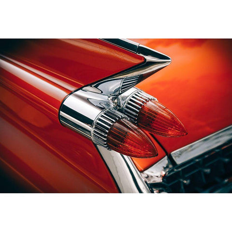 Classic Red Tail Light White Modern Wood Framed Art Print by Vintage Photo Archive