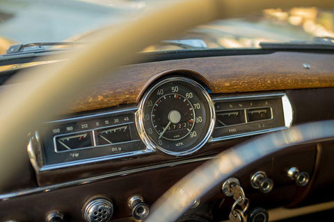 Classic Wooden Dashboard Black Ornate Wood Framed Art Print with Double Matting by Vintage Photo Archive