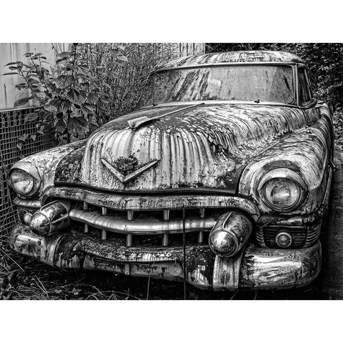 Rusty Classic Car Black Modern Wood Framed Art Print with Double Matting by Vintage Photo Archive