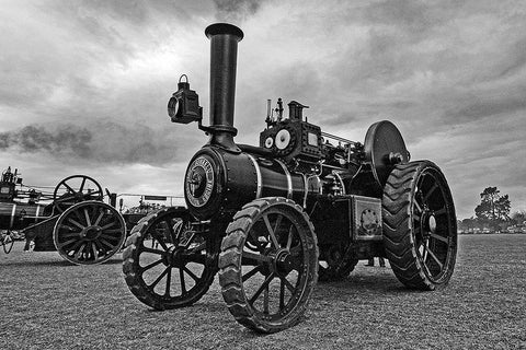 The Burrell Traction Engine White Modern Wood Framed Art Print with Double Matting by Vintage Photo Archive