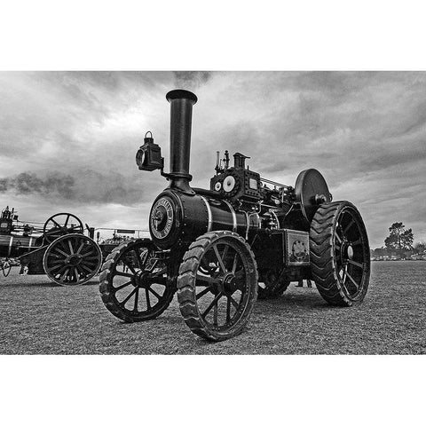 The Burrell Traction Engine White Modern Wood Framed Art Print by Vintage Photo Archive