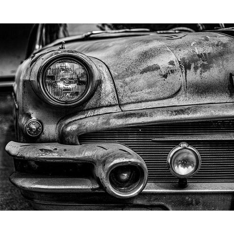 Vintage Car Closeup Black Modern Wood Framed Art Print with Double Matting by Vintage Photo Archive