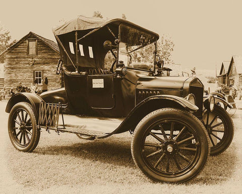 Vintage Sepia Truck White Modern Wood Framed Art Print with Double Matting by Vintage Photo Archive