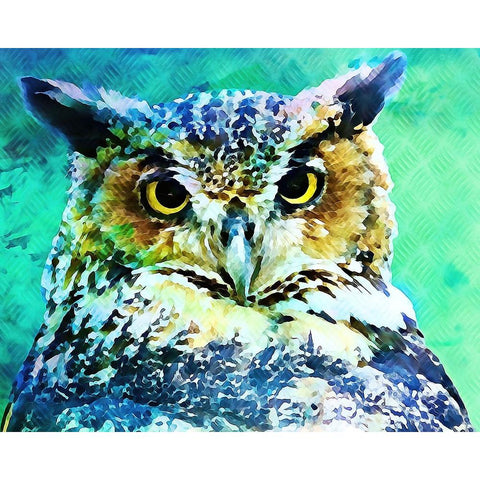 Great Horned Owl Gold Ornate Wood Framed Art Print with Double Matting by Alpenglow Workshop