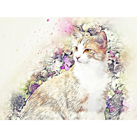 Victorian Cat White Modern Wood Framed Art Print by Alpenglow Workshop