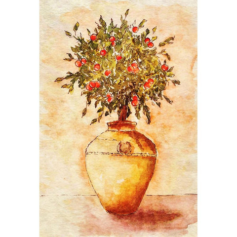 Potted Fruit Tree Black Modern Wood Framed Art Print by Alpenglow Workshop