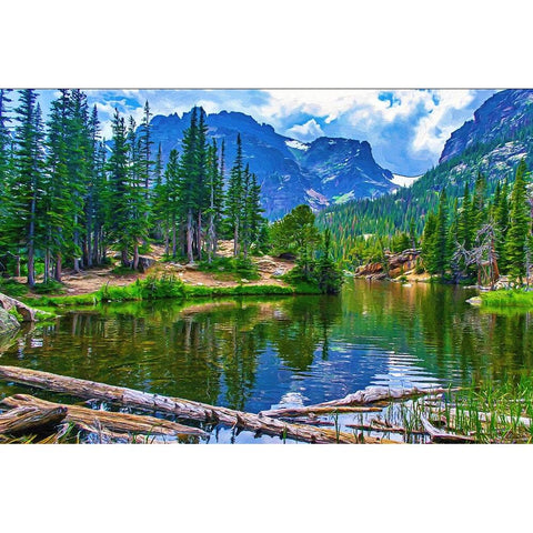 Dream Lake Black Modern Wood Framed Art Print with Double Matting by Alpenglow Workshop