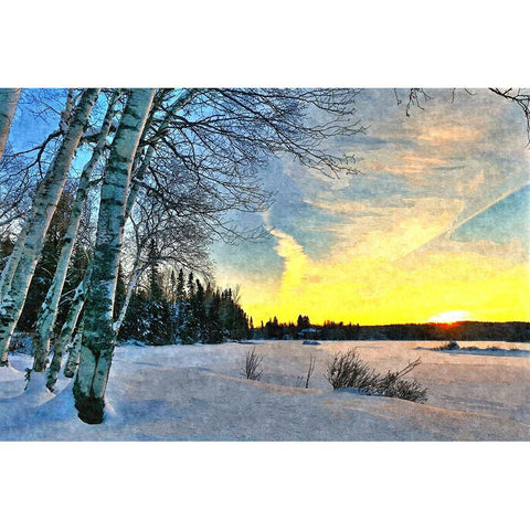 End of a Winter Day Black Modern Wood Framed Art Print with Double Matting by Alpenglow Workshop