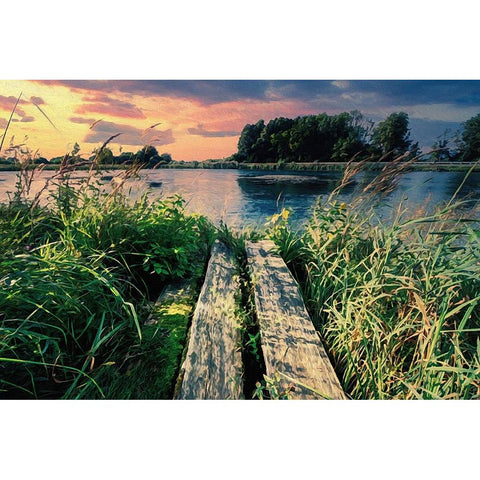 Evening Swim Black Modern Wood Framed Art Print with Double Matting by Alpenglow Workshop