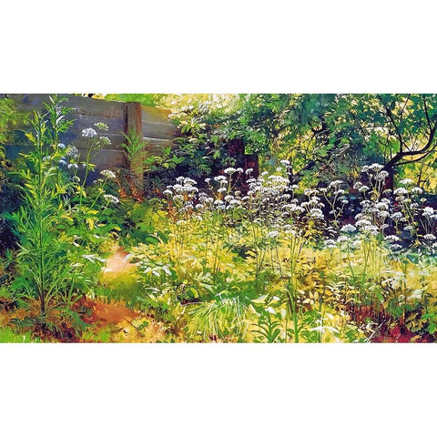 Garden Corner Black Modern Wood Framed Art Print by Alpenglow Workshop