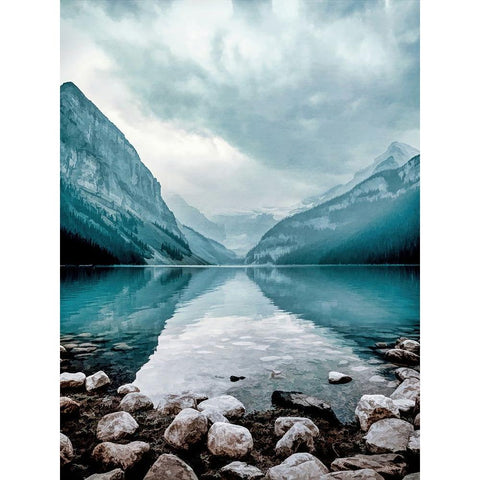 Glacial Lake  Black Modern Wood Framed Art Print by Alpenglow Workshop