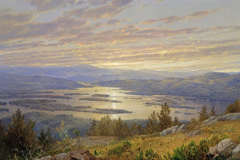 Lake Squam new Hampshire White Modern Wood Framed Art Print with Double Matting by Alpenglow Workshop