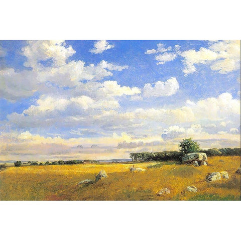 Meadow with Rocky Outcrops Gold Ornate Wood Framed Art Print with Double Matting by Alpenglow Workshop