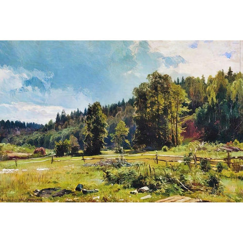 Meadow at the Forest Edge White Modern Wood Framed Art Print by Alpenglow Workshop