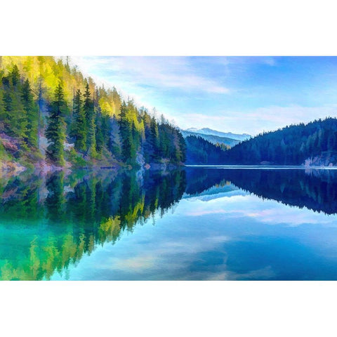 Mountain Lakeshore Black Modern Wood Framed Art Print with Double Matting by Alpenglow Workshop