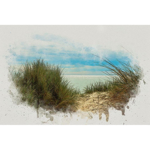 Ocean View Gold Ornate Wood Framed Art Print with Double Matting by Alpenglow Workshop