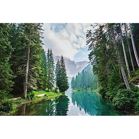 Quiet Mountain Lake White Modern Wood Framed Art Print by Alpenglow Workshop