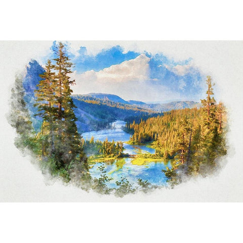 River Valley Black Modern Wood Framed Art Print with Double Matting by Alpenglow Workshop