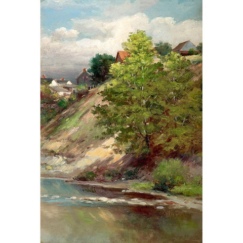 Riverbank Black Modern Wood Framed Art Print with Double Matting by Alpenglow Workshop