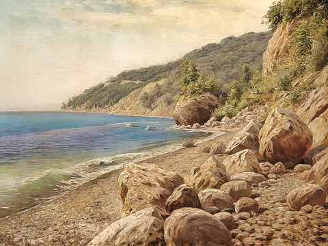 Sandstone Beach Black Ornate Wood Framed Art Print with Double Matting by Alpenglow Workshop